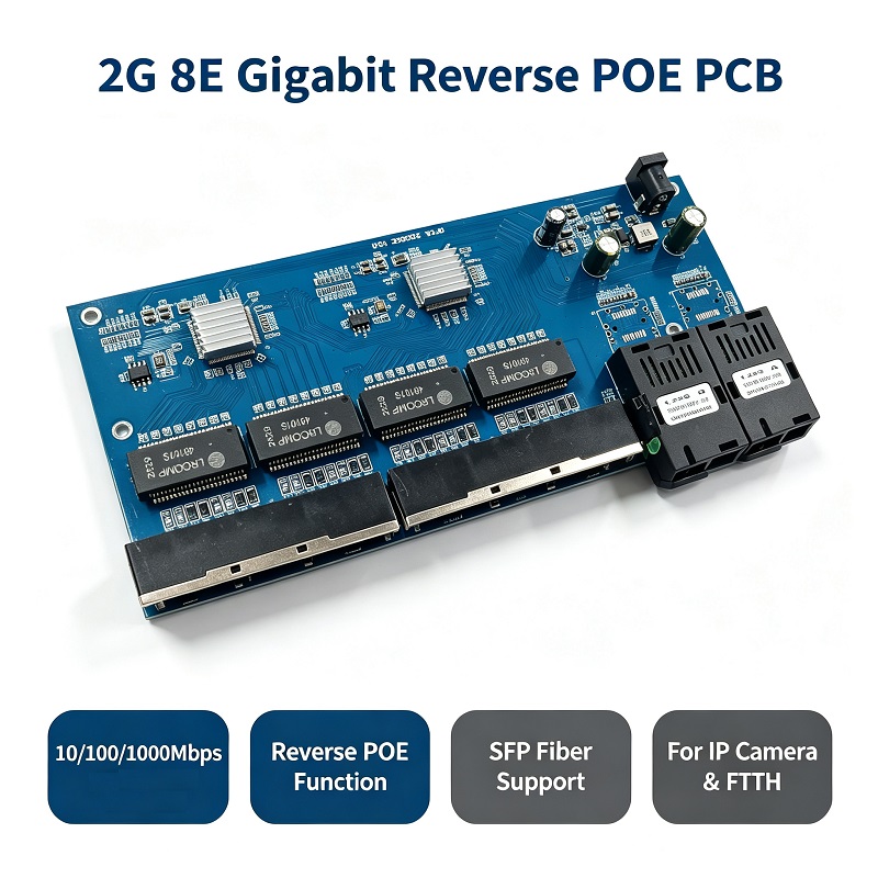 Reverse PoE Switch 8 RJ45 2 SC - Power Over Ethernet recension och pris